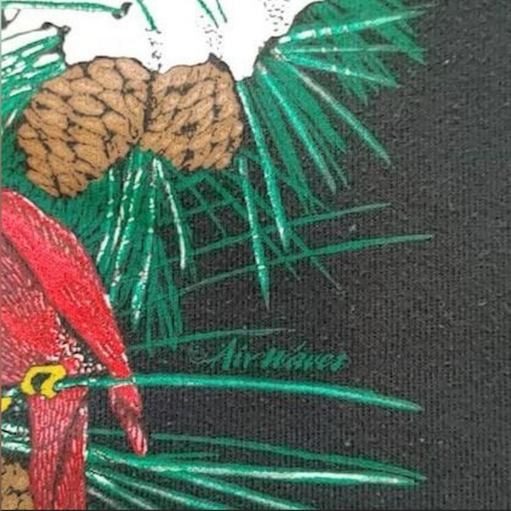 VTG 1990s Cardinal Bird Christmas Print Crew Neck Sweatshirt Size (XL) - Picture 4 of 8
